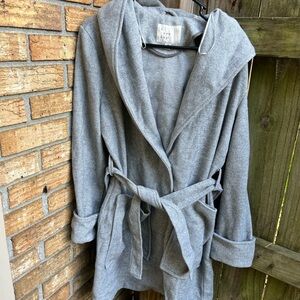 a new day Light Gray Hooded Trench Coat